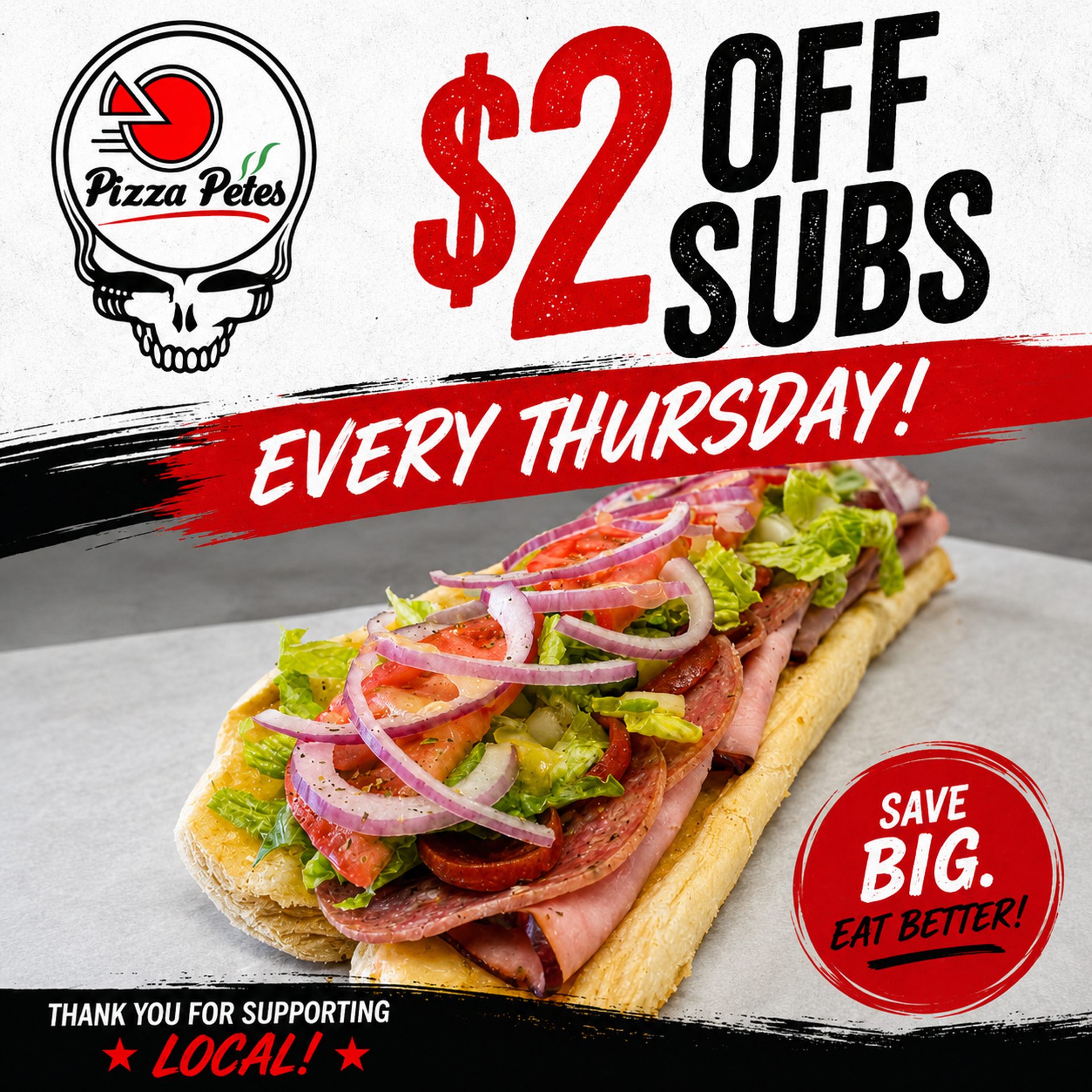 🥖 $2 Off Subs — Every Thursday