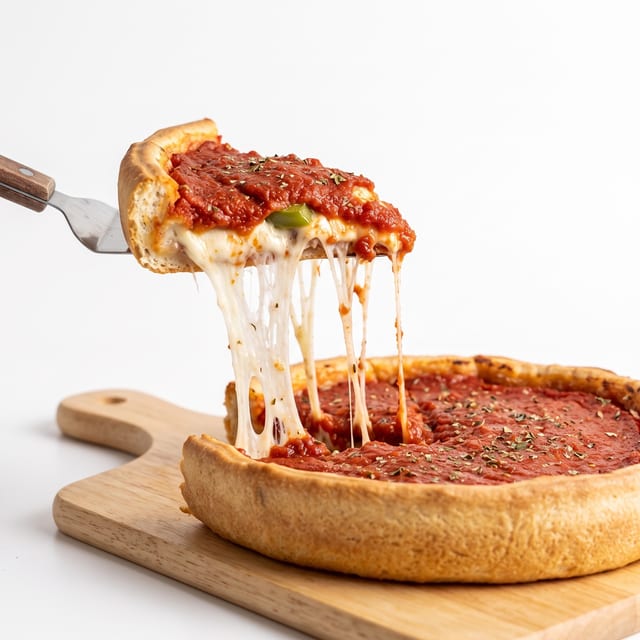 Chicago-Style Cheese Pizza.